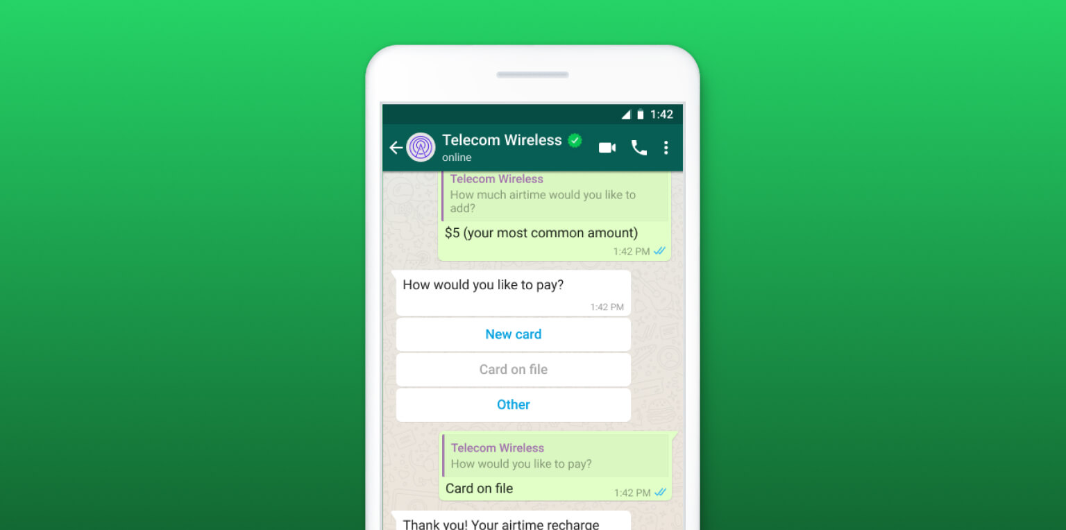 WhatsApp dynamic reply button for payment