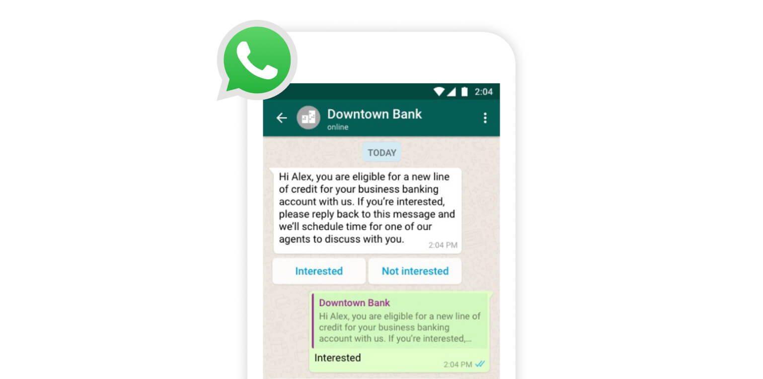 Proactive message for a new line of credit