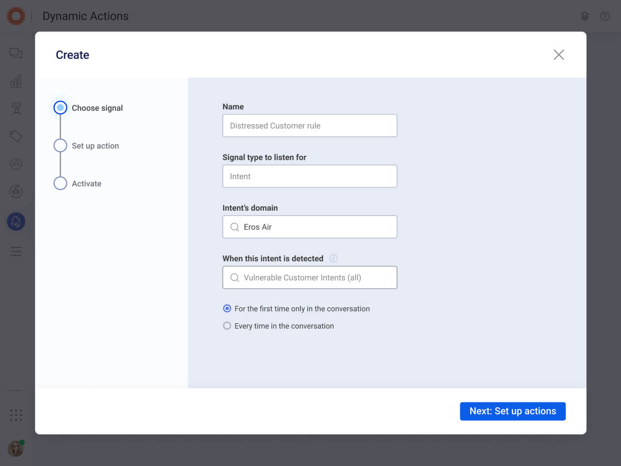 dynamic actions for LivePerson's conversational ai platform