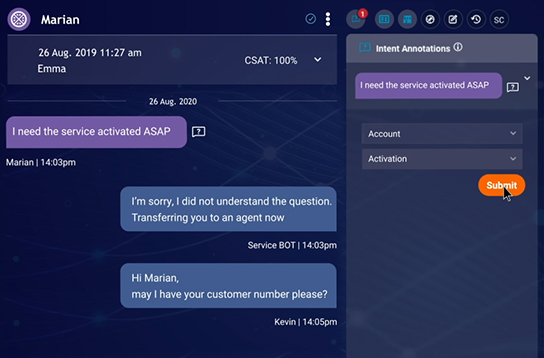 prevent unlabeled data when a bot doesn't understand a question, with a human agent able to annotate
