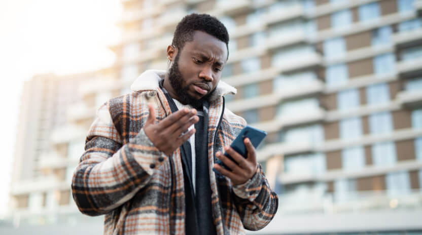 man getting help from customer service chatbot solution