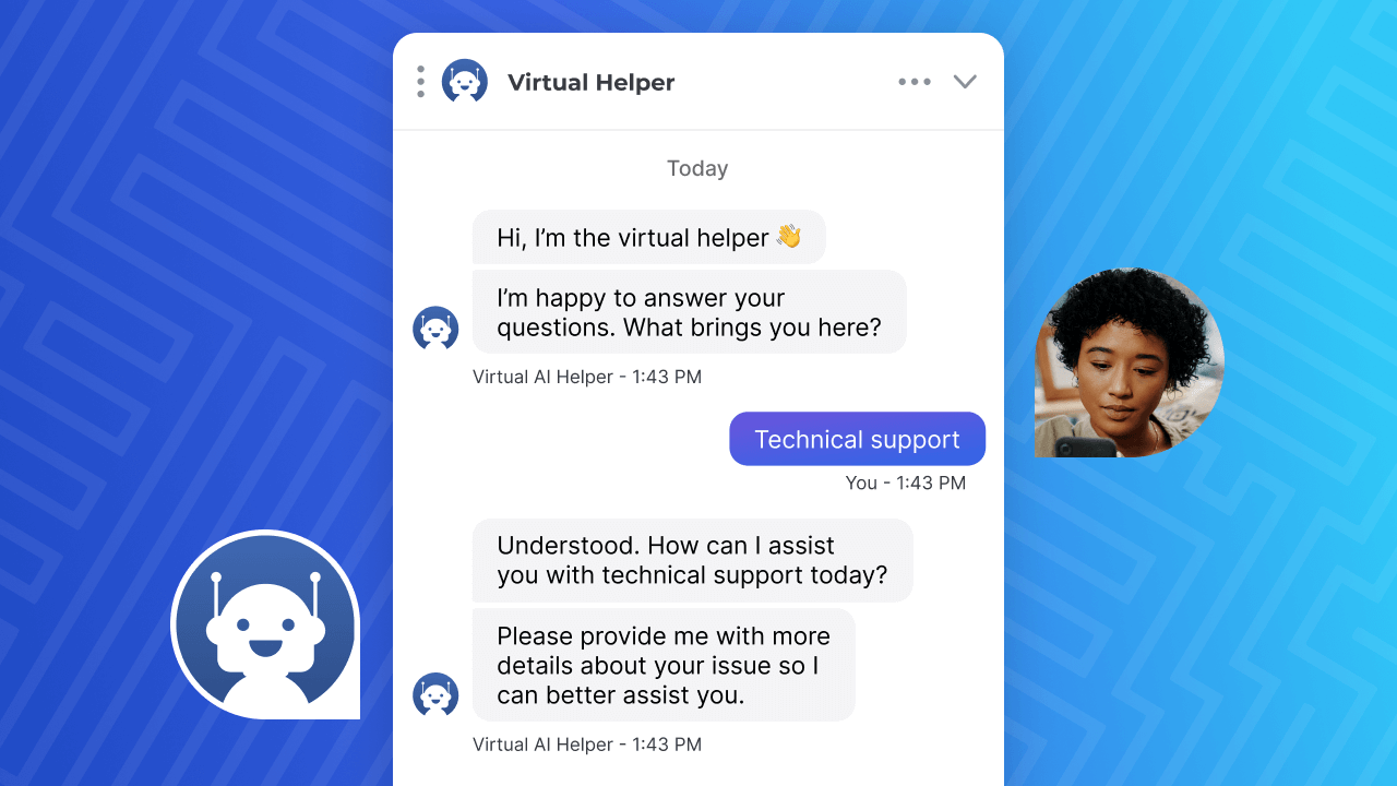 Chatbot customer support example using a B2B SaaS company customer interaction