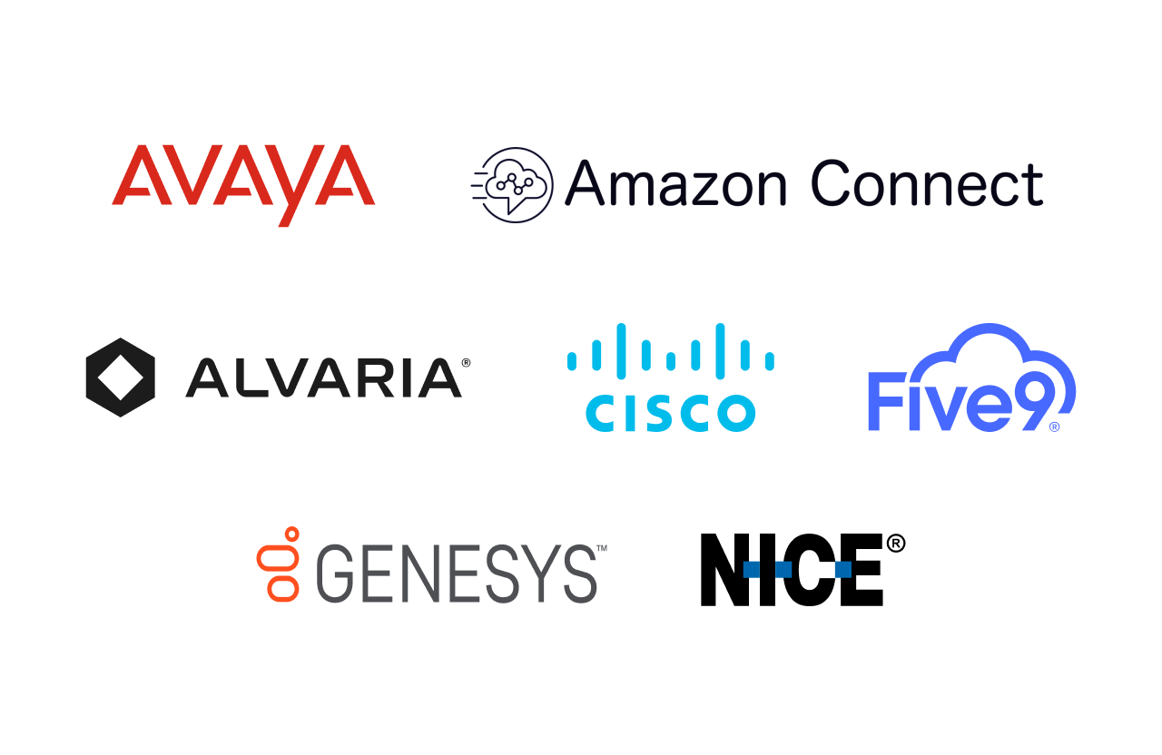 ccaas provider and voice vendor logos we can integrate with to manage calls and create more powerful ccaas solutions
