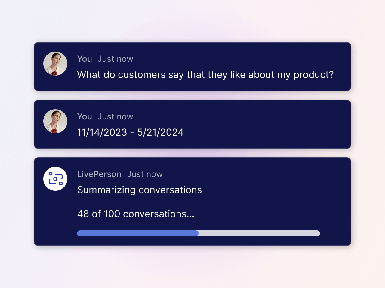 Generative Insight's conversational interface for automated insight generation using the conversational data collection